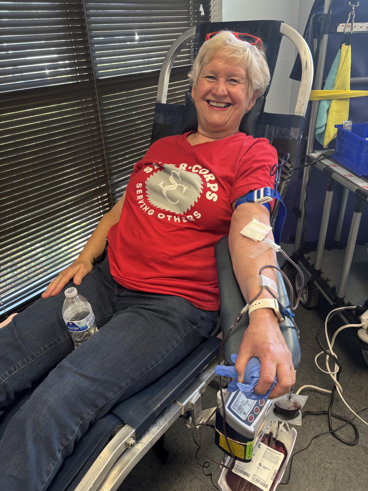 joan giving blood - Sister Corps